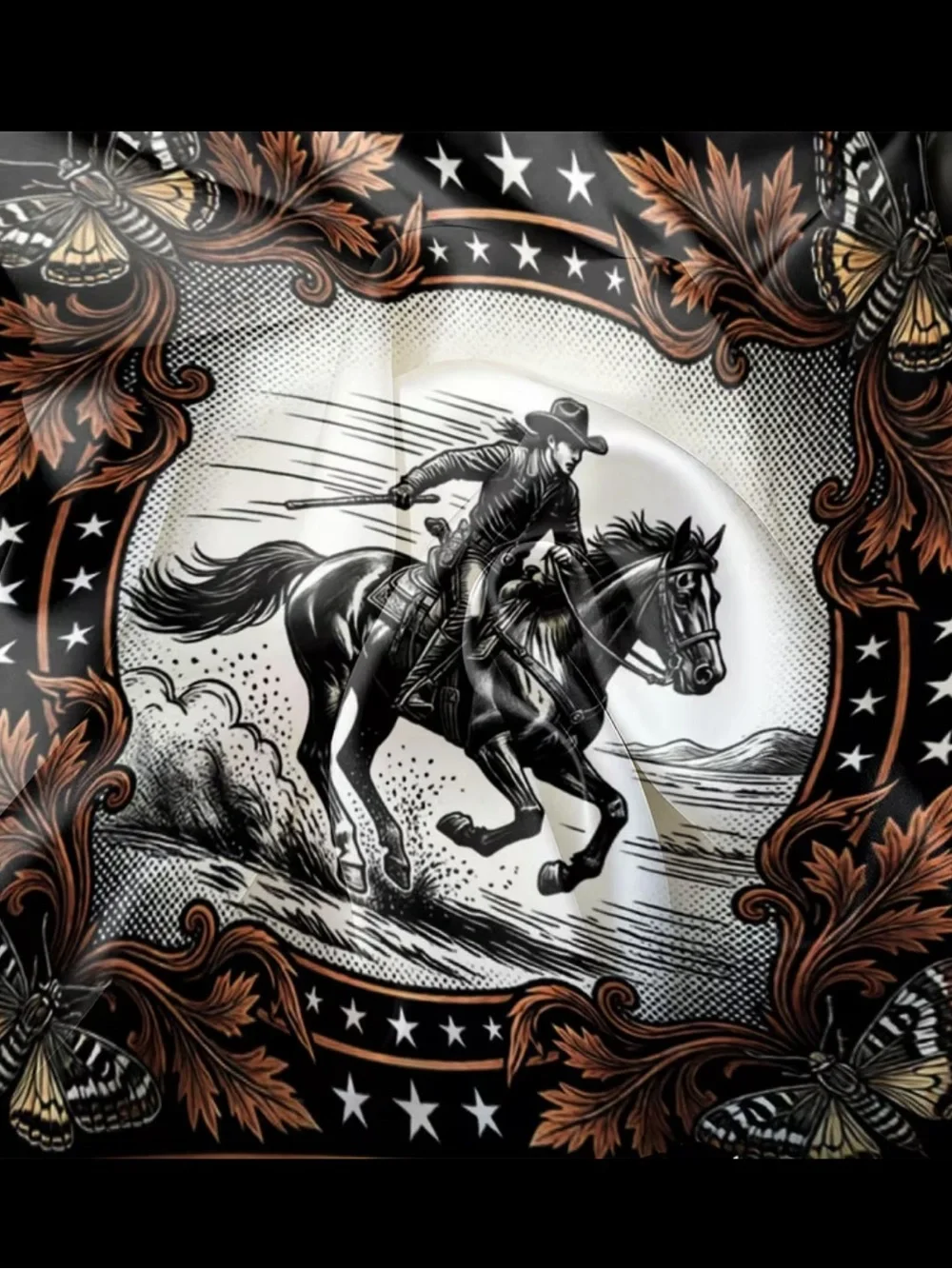 Black & Brown Western Cowboy Print Scarf - Men's Accessory